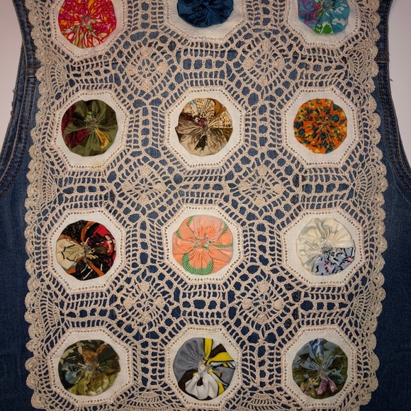 Upcycled Handmade Vintage Hippie Boho Denim Vest - Picture 13 of 15